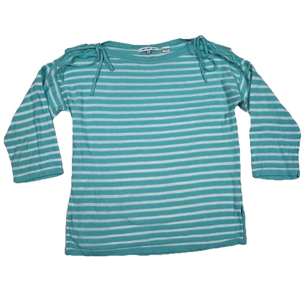 Eight Eight Eight Women's Small Sweater Boat Neck Nautical Stripe Cotton Casual